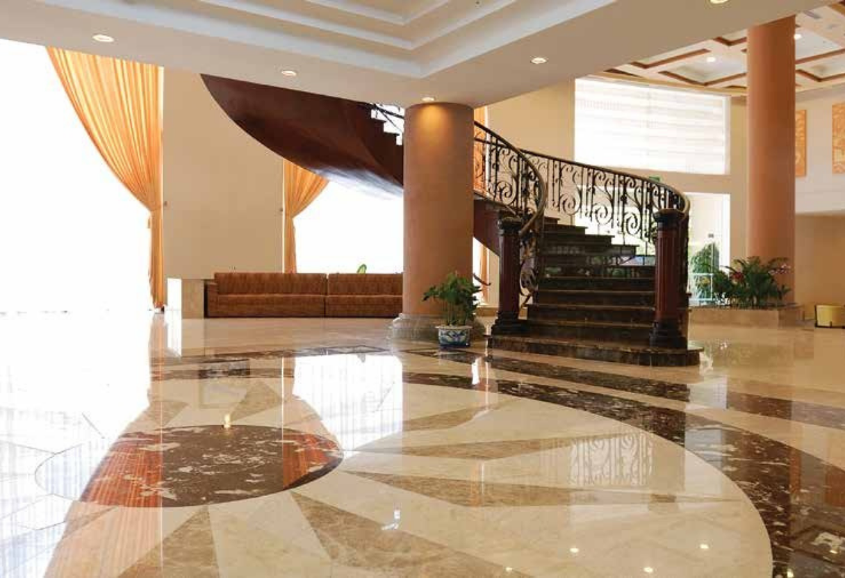 welcoming front desk area (for a wellness center)